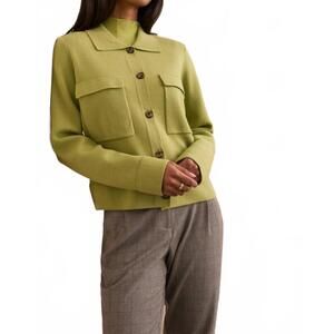 NEW TRIBAL double knit collared sweater cardigan in wasabi